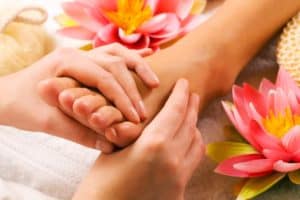 Foot massage can help relieve constipation.