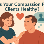 Massage therapist offering supportive care to a client in a calm wellness setting, symbolizing healthy boundaries and preventing compassion fatigue in massage therapy.