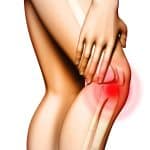 Side image of woman's leg demonstrating pain radiating from the knee